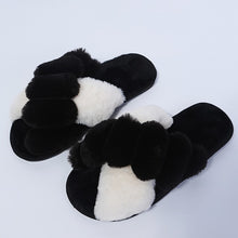 Load image into Gallery viewer, Winter Women House Slippers Faux Fur Fashion Warm Shoes Woman Slip on Flats Female Slides Black Pink cozy home  furry slippers
