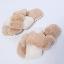 Load image into Gallery viewer, Winter Women House Slippers Faux Fur Fashion Warm Shoes Woman Slip on Flats Female Slides Black Pink cozy home  furry slippers
