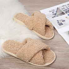 Load image into Gallery viewer, Winter Women House Slippers Faux Fur Fashion Warm Shoes Woman Slip on Flats Female Slides Black Pink cozy home  furry slippers
