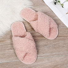 Load image into Gallery viewer, Winter Women House Slippers Faux Fur Fashion Warm Shoes Woman Slip on Flats Female Slides Black Pink cozy home  furry slippers
