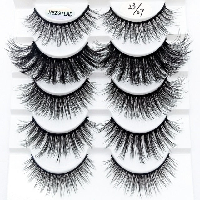 NEW 5 pairs 3D mink false eyelashes natural makeup eyelash extension long cross volume soft fake eye lashes winged faux cils