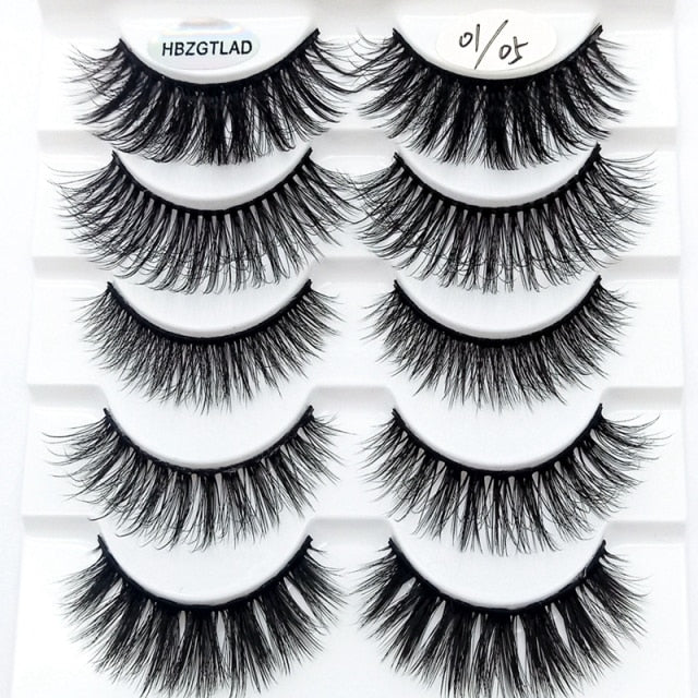 NEW 5 pairs 3D mink false eyelashes natural makeup eyelash extension long cross volume soft fake eye lashes winged faux cils