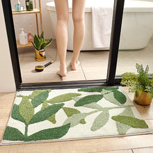 Load image into Gallery viewer, Plant Floral Green Leaves Flocking Bath Mat Non-slip Absorbent Microfiber Bathroom Rug Home Entrance Door Mat Super Soft Bath Carpet
