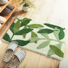 Load image into Gallery viewer, Plant Floral Green Leaves Flocking Bath Mat Non-slip Absorbent Microfiber Bathroom Rug Home Entrance Door Mat Super Soft Bath Carpet
