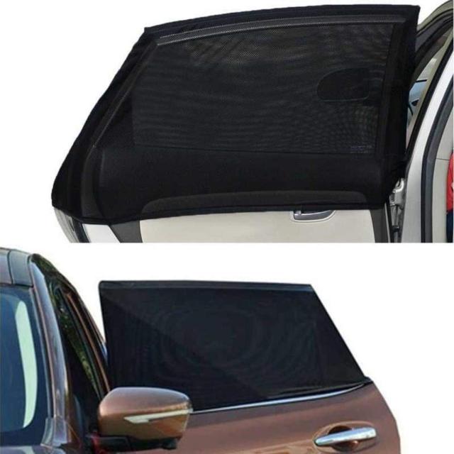 2 Pack Universal Car Rear Side Window Sun Shade UV Protection Anti-mosquito Back Door Mesh Curtain For Sedan SUV MPV 125*60cm