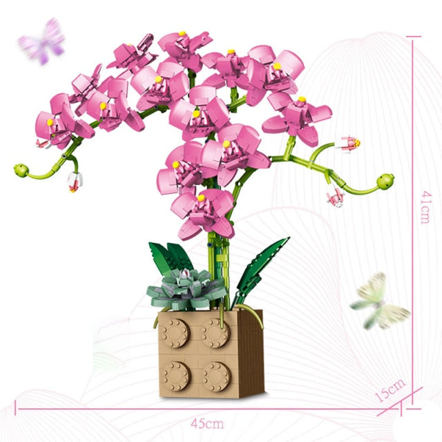 Building Block Flower Orchid Series Bonsai Girl Build Toy