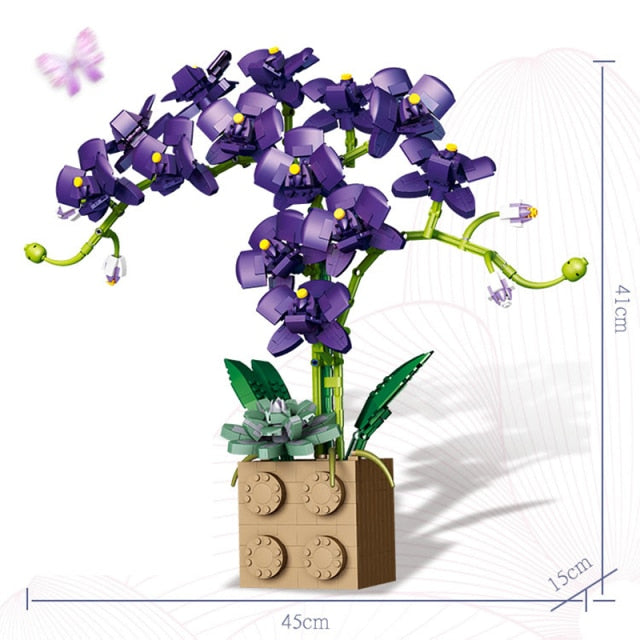 Building Block Flower Orchid Series Bonsai Girl Build Toy