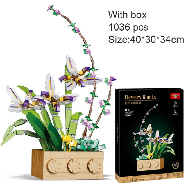 Building Block Flower Orchid Series Bonsai Girl Build Toy