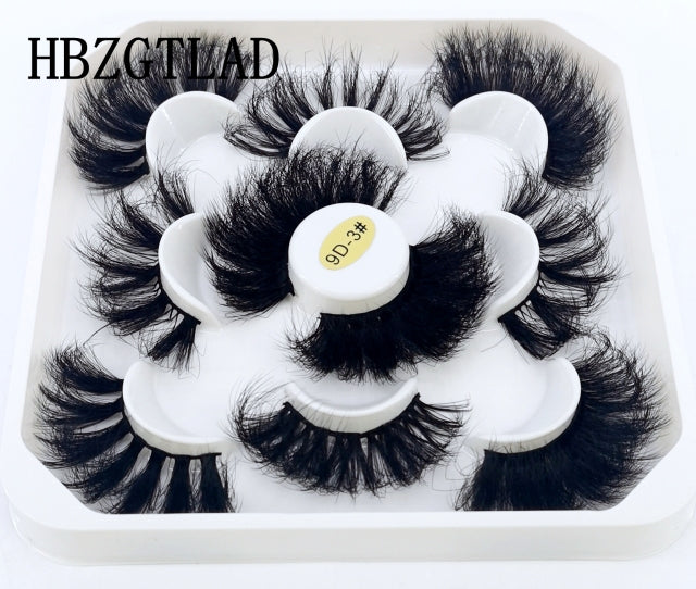 New 5Pairs 25mm 3D Mink Lashes Bulk Faux with Custom Box Wispy Natural Mink Lashes Pack Short Wholesales Natural False Eyelashes