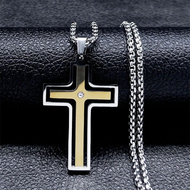 JESUS CROSS Stainless Steel Necklaces for Men Jewelry Chain Necklaces Jewelry custom handmade christ christian christianity