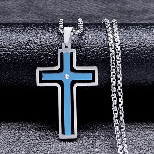 JESUS CROSS Stainless Steel Necklaces for Men Jewelry Chain Necklaces Jewelry custom handmade christ christian christianity