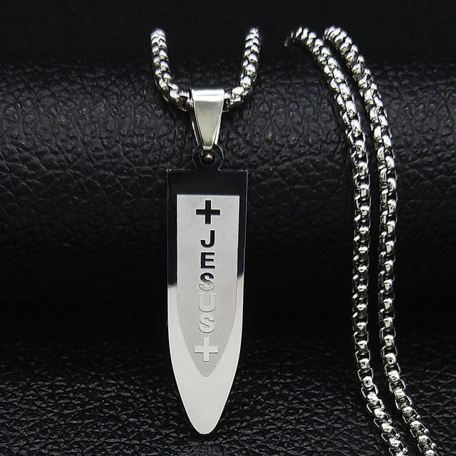 JESUS CROSS Stainless Steel Necklaces for Men Jewelry Chain Necklaces Jewelry custom handmade christ christian christianity