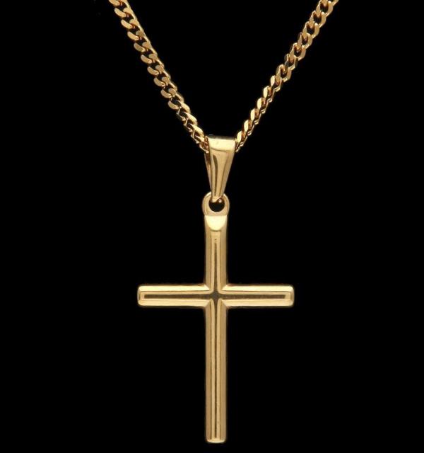 Gold Color Stainless Steel Cross pendant necklaces Men Hiphop/Rock fashion necklace male  jewelry gifts custom handmade design
