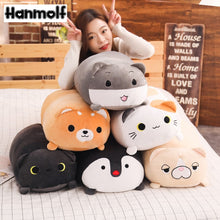 Load image into Gallery viewer, Long Animals Plush Toy Stuffed Squishy Animal Bolster Pillow Dog Cat Shiba Inu Penguin Cylindrical Plushie Toy Sleeping Friend
