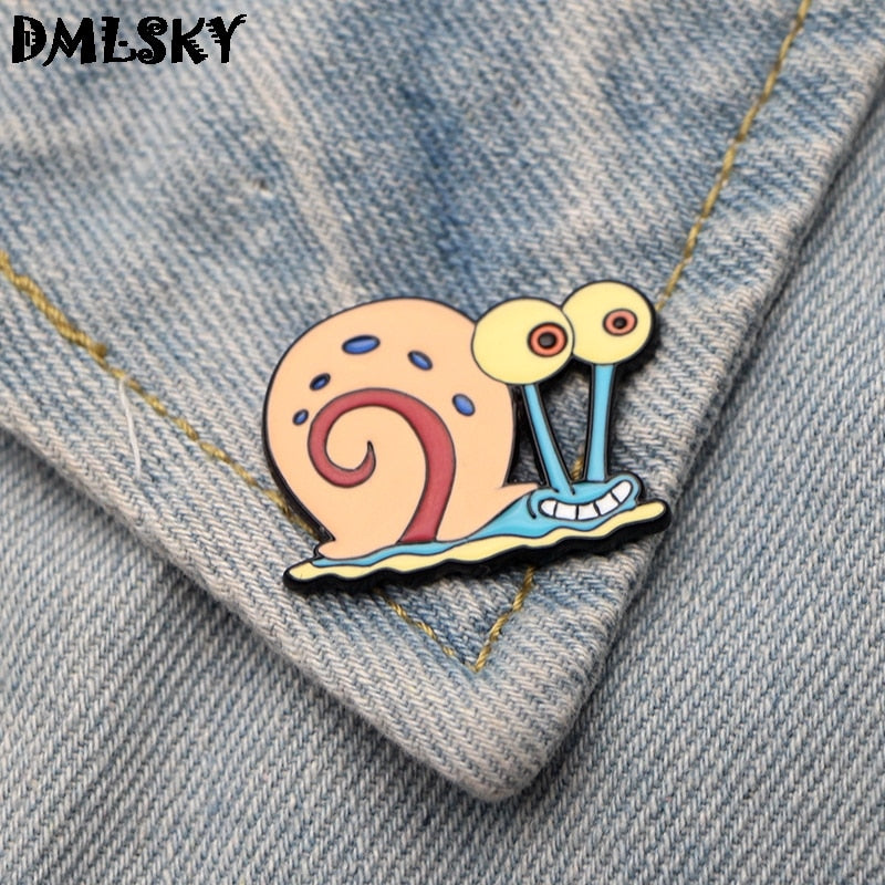 Gary Snails Brooch Cartoon Enamel Pins For Women Men Backpack Pins Personality Kids Pin Charm Jewelry M3040